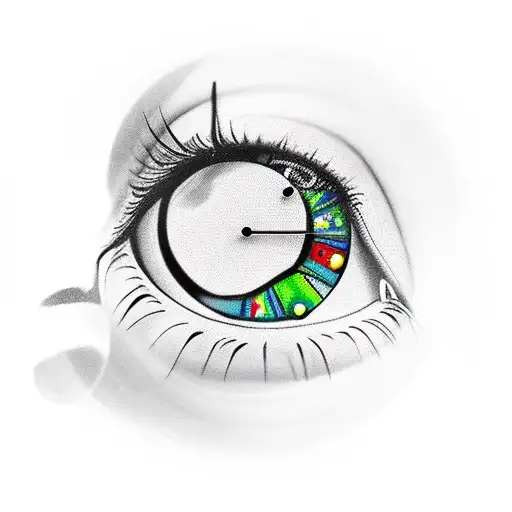 eye with clock tattoo design idea