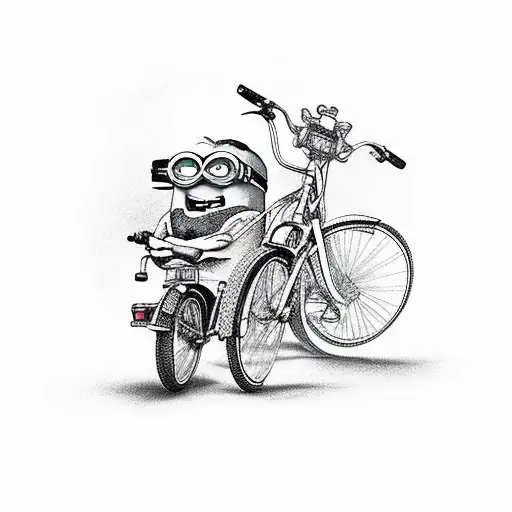 minions and bike tattoo design idea