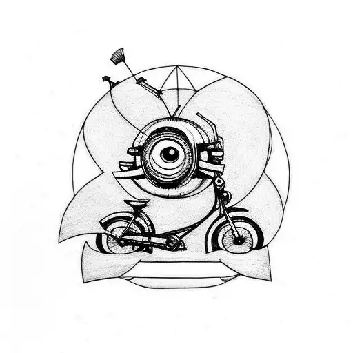minions and bike tattoo design idea
