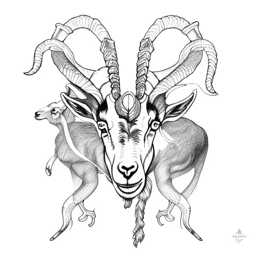 Capricorn, goat, Saturn  tattoo design idea