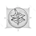 Simple Saturn planet with Capricorn, zodiac sign and a small butcher, knife and letter r small tattoo design idea