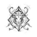 Capricorn symbol , Saturn, emoji knife, small letter r tattoo design idea