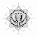 mandala with elephant in center tattoo design idea