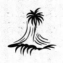palm trees half moon waterfall tattoo design idea