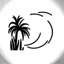 palm trees half moon waterfall tattoo design idea