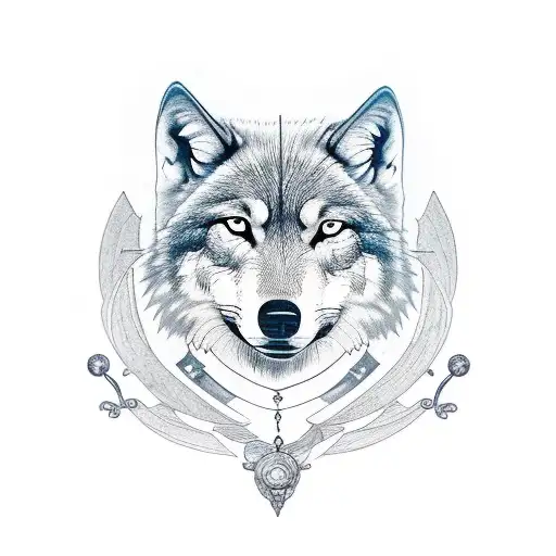 libra and wolf tattoo design idea