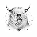 bull fighting with a bear tattoo design idea