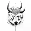 bull fighting with a bear tattoo design idea