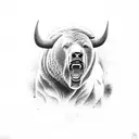bull fighting with a bear tattoo design idea