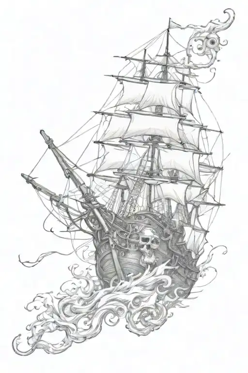 pirates of caribbean with kraken tattoo design idea