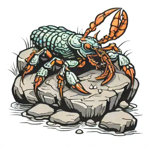 crayfish on rocks  tattoo design idea