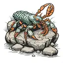 crayfish on rocks  tattoo design idea