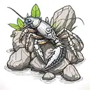 crayfish on rocks  tattoo design idea