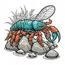 crayfish on rocks  tattoo design idea