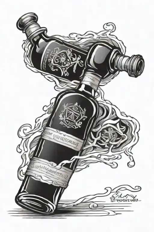 whiskey bottle tattoo design idea