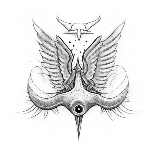 symmetrical sharp wings that look like eyes tattoo design idea
