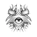 symmetrical sharp wings that look like eyes tattoo design idea