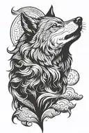 Wolf howling at the moon tattoo design idea