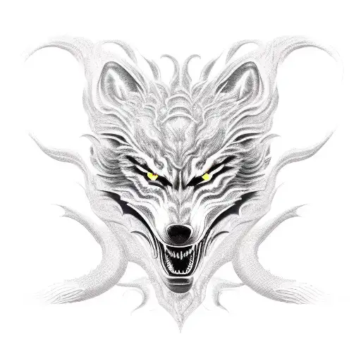 werewolf, venom, Predator, snake skin, filigree texture, all black, tattoo sleeve from neck to hand tattoo design idea