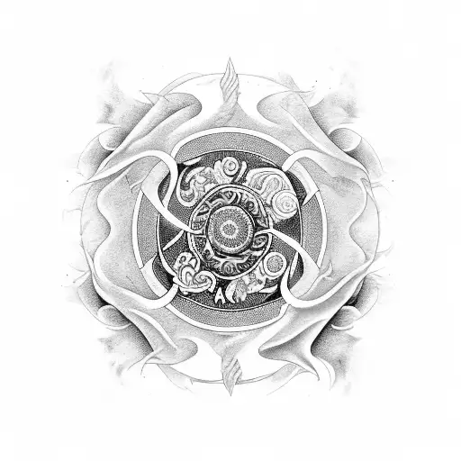 yin and yang with zodiac gemini tattoo design idea