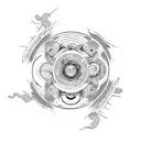 yin yang with monkey tattoo design idea