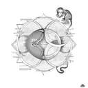 yin yang with monkey tattoo design idea