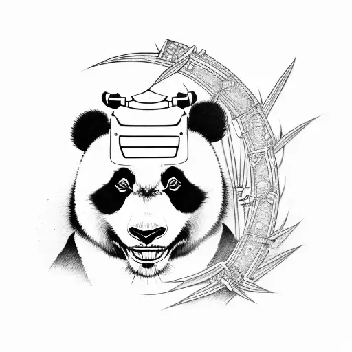 samurai warrior kill a panda tattoo design idea