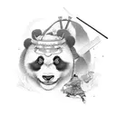samurai warrior kill a panda tattoo design idea