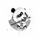 samurai warrior kill a panda tattoo design idea