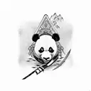 samurai warrior kill a panda tattoo design idea