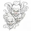 clown head stacked on top of each other tattoo design idea