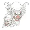 clown head stacked on top of each other tattoo design idea