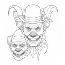 clown head stacked on top of each other tattoo design idea