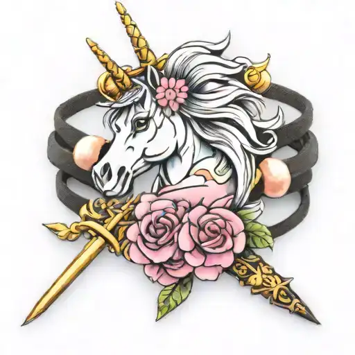 unicorn anime katana sakura bracelet number 13 tattoo design idea