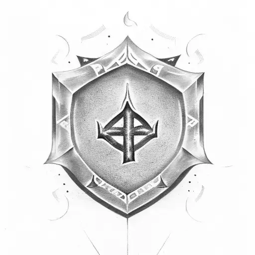 An occult-inspired shield adorned with mysterious runes and symbols tattoo design idea
