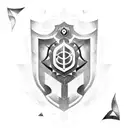 An occult-inspired shield adorned with mysterious runes and symbols tattoo design idea