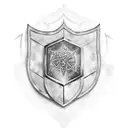 An occult-inspired shield adorned with mysterious runes and symbols tattoo design idea