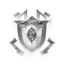 An occult-inspired shield adorned with mysterious runes and symbols tattoo design idea