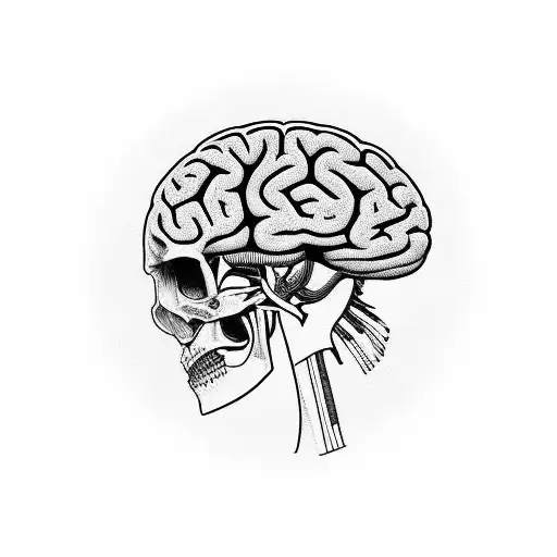 brain walking science with west coast, chicano style  tattoo design idea