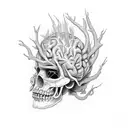 brain leg science with west coast, chicano style neuron should be like wings tattoo design idea