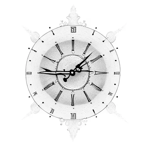 Clock with Roman numerals tattoo design idea