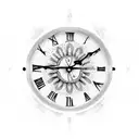 Clock with Roman numerals tattoo design idea