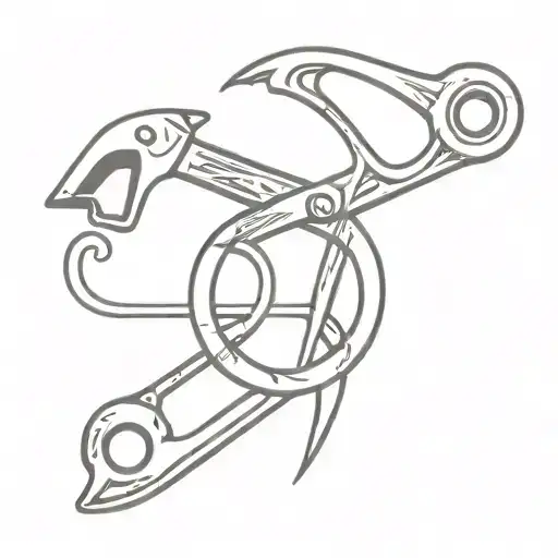 pipe wrench and scissors intertwined tattoo design idea