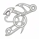 pipe wrench and scissors intertwined tattoo design idea