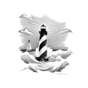 forearm sleeve nantucket light house and with the ocean and anchor and rope with boats tattoo design idea
