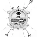 forearm sleeve nantucket light house and with the ocean an anchor and boats tattoo design idea