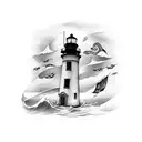 forearm sleeve nantucket light house and with the ocean an anchor and boats tattoo design idea