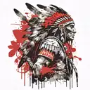 a native American warrior in a garden  tattoo design idea