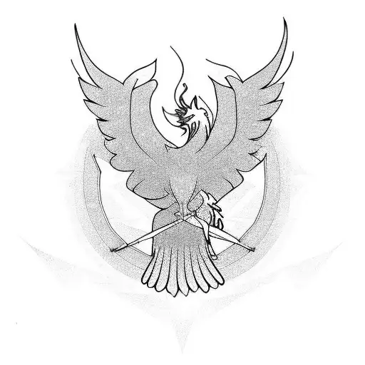minimalist phoenix and dopamine  tattoo design idea