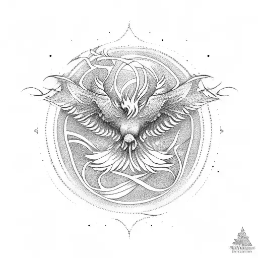 minimalist phoenix and dopamine  tattoo design idea